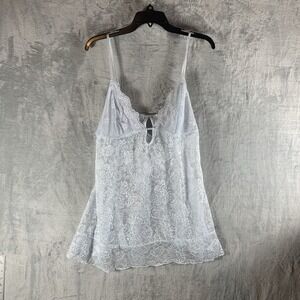 Linea Donatella Women's Lingerie XL Lace Blue Babydoll Top Thong Underwear Sheer